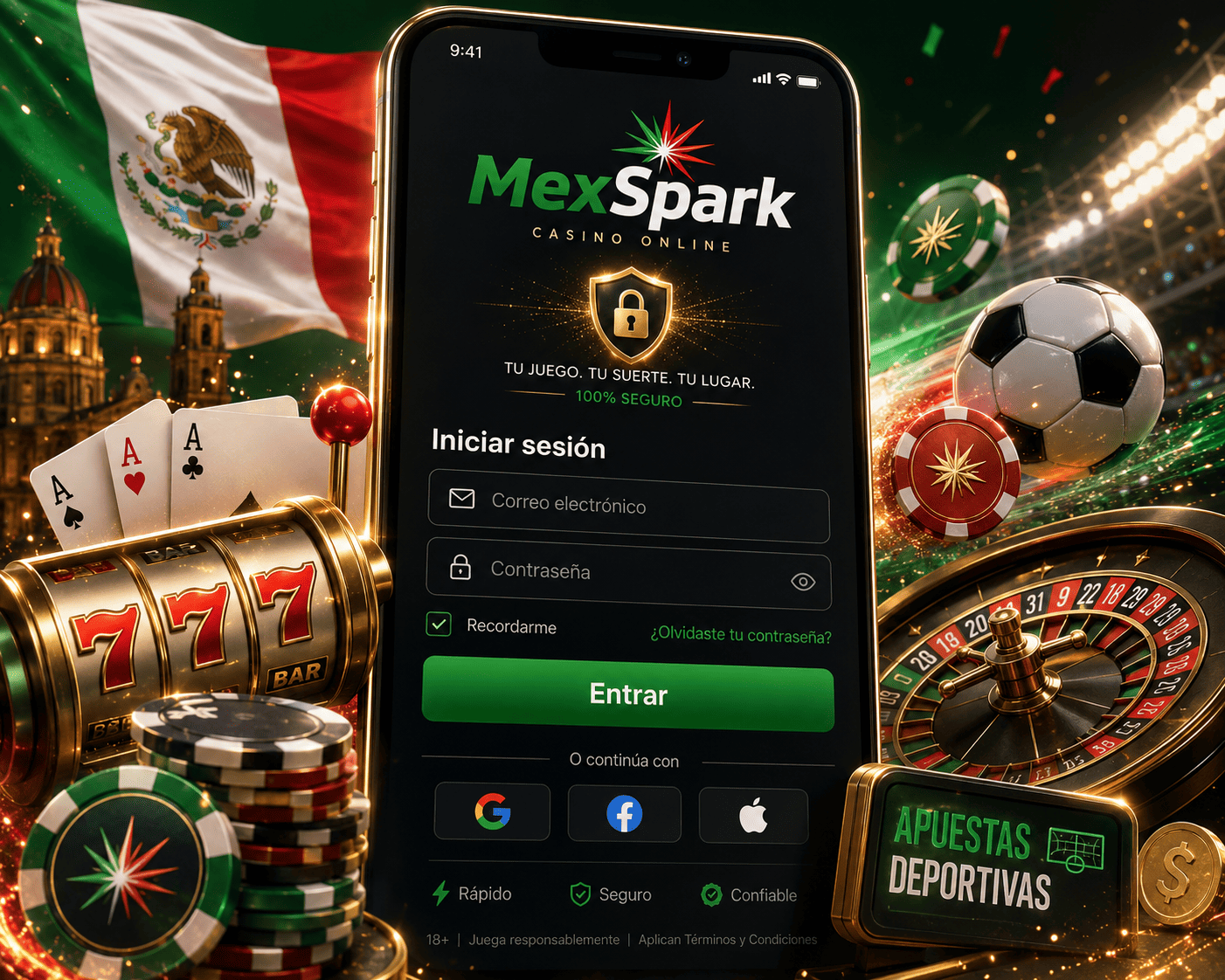 mexspark - acceso seguro e inicio de sesion Pantalla de acceso a la cuenta de mexspark en un dispositivo movil con elementos de inicio seguro